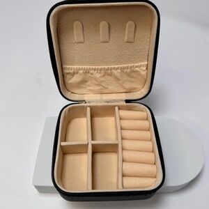 Black Mini Jewelry Organizer Case | Zippered Travel Size | New